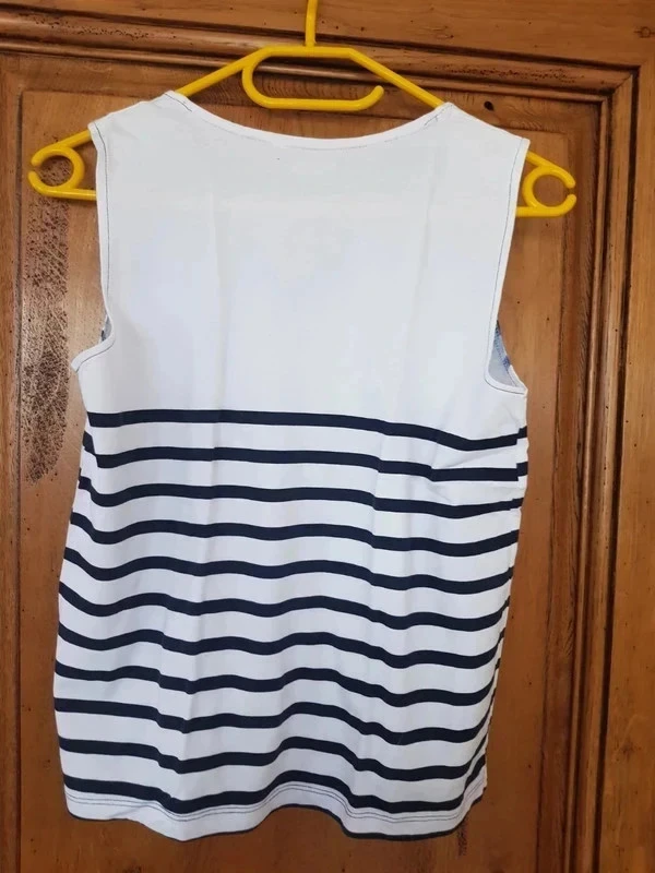 Debardor rayado blanco negro dibujo azul talla 1 es decir 36/38 nuevo marca Grand Voile – photo 6